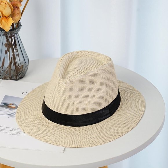 Accessories - Women Straw Jazz Fedora Hat Sun Cap